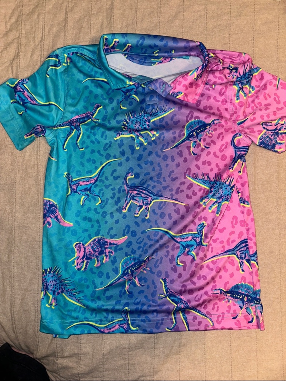 chubbies Kids Colorblock Dinosaur Polo - Teal, Purple, Pink